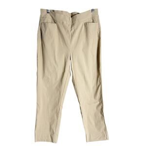 Chico’s Solid Khaki Tan High Rise Straight Trouser Pants Size 12